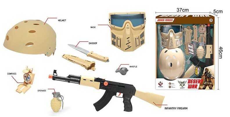 Військовий набір D 017 A (24/2) 7 ігрових елементів, тріскачка, у коробці