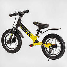 Велобіг Corso "Skip Jack" 84115 (1) Чорно-ЖІЛТИЙ, надувні колеса 12", сталева рама з амортизатором, ручний, фото 3