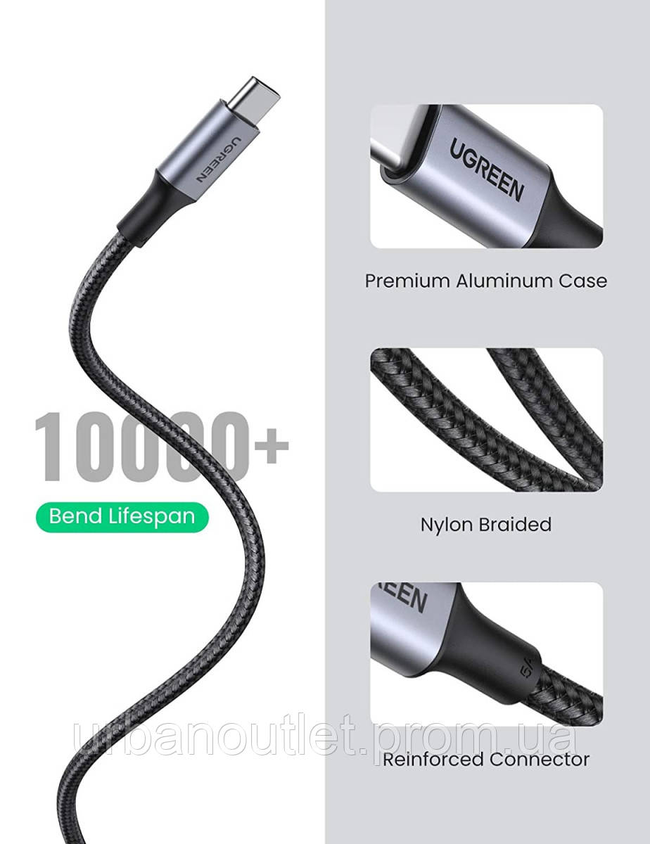 Кабель Ugreen USB Type-C - USB Type-C 5А 100W 70429 2 м Серебристый K[, код: 7936501 - фото 7 - id-p2139357802