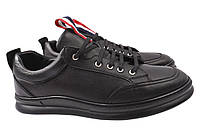 Кросівки чоловічі з натуральної шкіри на низькому ходу на шнурівці колір Чорний Ridge 427-21D ON, код: 7435338