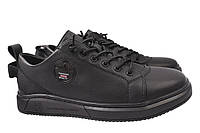 Кросівки чоловічі з натуральної шкіри на низькому ходу на шнурівці Чорні Li Fexpert 607-21DTC ON, код: 7435412