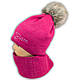 Комплект шапка і шарф (хомут) з помпоном з штучного хутра для дівчат, Польща, підкладка фліс, BM45P, фото 3