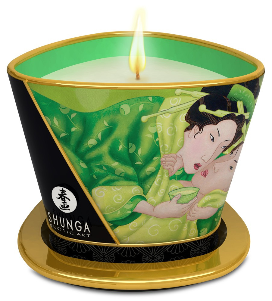 Масажна свічка Massage Candle Shunga Exotic Green Tea із запахом зеленого чаю 170 мл AIW Or2356, фото 1