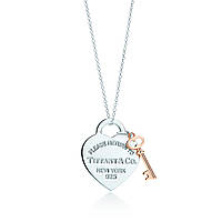 Серебряная подвеска Heart Tag with Key Pendant Tiffany & Co Rose
