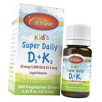 Витамин Д3 К2 для детей Kids Super Daily D3+K2 Carlson Labs 10мл (36353048)