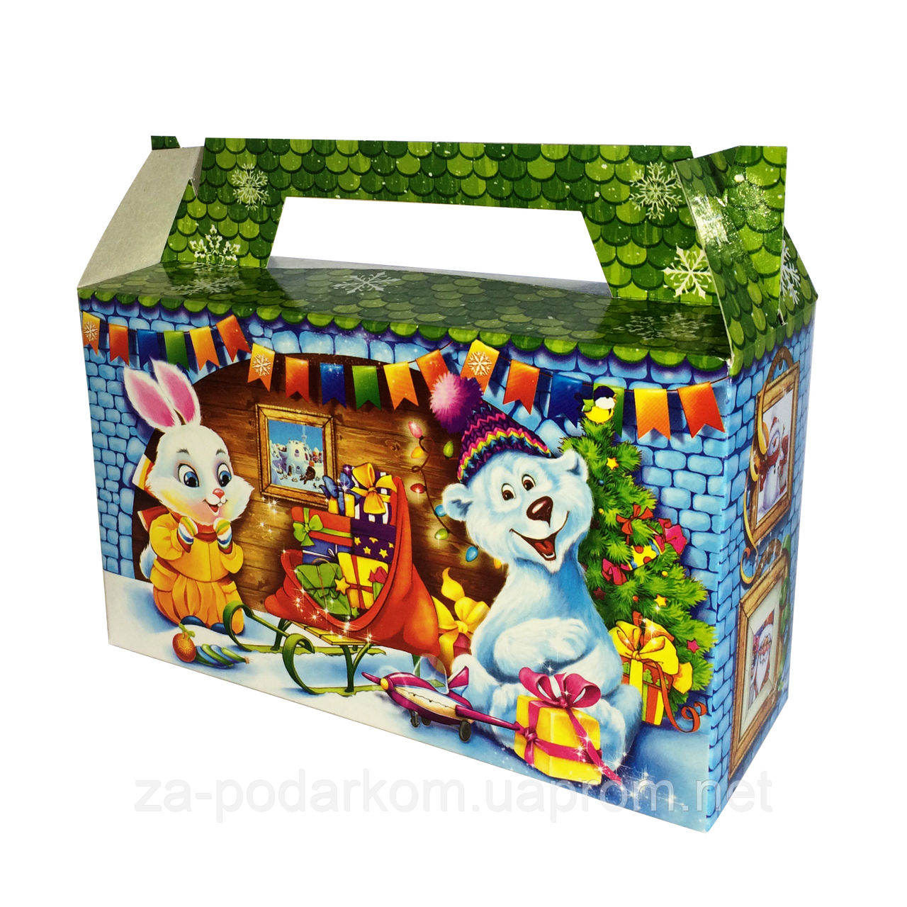 Упаковка новорічна картон Міні-Саквояж Звірята для солодощів 300 г