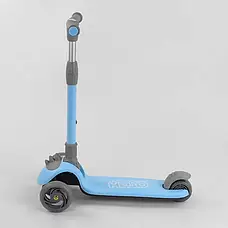 Самокат триколісний D-0885 (6) Best Scooter, ГОЛУБО, складане алюмінієве кермо, 3 колеса PU зі світлом,, фото 4