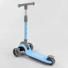 Самокат триколісний D-0885 (6) Best Scooter, ГОЛУБО, складане алюмінієве кермо, 3 колеса PU зі світлом,, фото 6