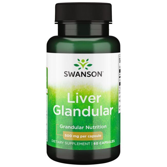 Комплекс для профилактики работы печени Swanson Liver Glandular 500 mg 60 Caps - фото 1 - id-p2139635888