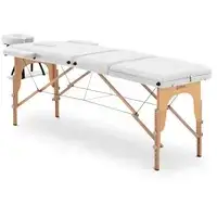Массажный стол складной - очень широкий (70 см) - наклонная подставка для ног - буковое дерево - белый