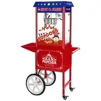 Аппарат для попкорна с тележкой и светодиодной подсветкой - дизайн США - красный