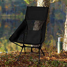 Складаний стілець для кемпінгу з алюмінію, чорний, фото 3