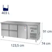 Холодильный стол - 403 L - 1 дверь - 4 выдвижных ящика