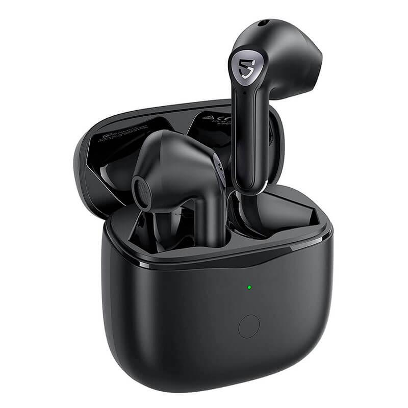 Бездротові компактні чорні навушники Soundpeats Air3 Compact Bluetooth 5.2 із вбудованим ігровим режимом