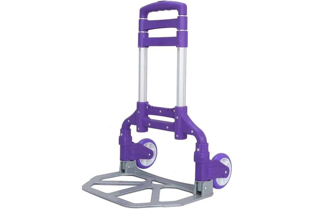 Портативний складний візок на коліщатках до 80 кг Folding Hand Truck Фіолетовий Алюмінієвий З м'яким ходом
