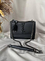 Yves Saint Laurent Total Black 22x16x6 женские сумочки и клатчи хорошее качество