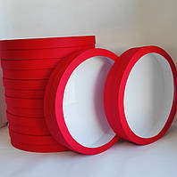 Коробка кругла для зефіра з віконцем, розмір 40*6 см, колір червоний матовий.
