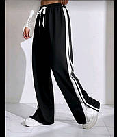 Стильные черные спортивные штаны палаццо для девочки (134-164р)