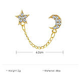 Вишуканий кафф кліпс на вухо місяць і зірочка зірка Star Earcuff, фото 3