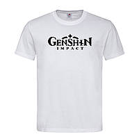 Белая мужская/унисекс футболка Genshin Impact Logo (21-14-1-білий)