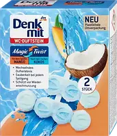 Denkmit WC-Stein Magic Twist Mango-Kokos Підвісний блок для унітазу з ароматом манго та кокосу 2 шт.