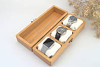 Дерев'яна скринька для годинників на 3 слота на подарунок чоловікові