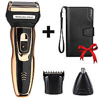 Электробритва Gemei GM 595 Hair Trimmer + Подарок Кошелек Baellerry Business / Машинка для стрижки волос