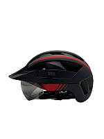 Шлем защитный TTG (черный с красным, size L) габаритный фонарь, козырек, очки
