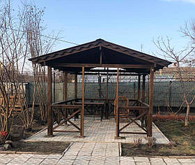 Дерев'яна альтанка 3 на 4 м, розбірна (на 14-16 осіб)