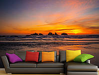Красивые фотообои для дома с рисунком "Морской закат",флизелиновые фотообои