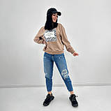 Стильний Світшот із тваринним принтом | Модна кофта із вставкою зебра | Худі двонитка трикотаж весна | Норма, фото 7