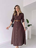Красивое Женское летнее платье в комплекте с поясом жатка Размер S(42-44); L(46-48);XX(50-52); XXX(54-56)