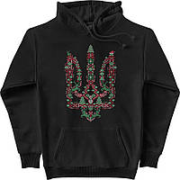 Худи мужской Новогодний тризуб , Чорний, XL-2XL