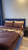 Комплект постельного белья евро из сатина шоколадно-карамельный цвет, постельное белье на подарок, свадьбу