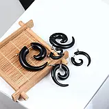 Акрилові чорні сережки акрилові у формі равлика з бичачим рогом ріг 1шт, фото 6