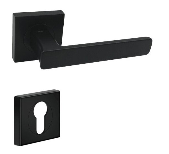 Чорна дверна ручка DND by Martinelli FOLD 02 55 мм з накладкою на циліндр (Італія)