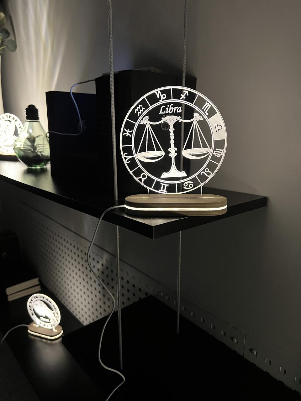 Світильник нічник Знаки Зодіака, Ваги USB роз'ємом, 13/13 см, фото 1