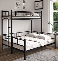 Триспальне двоярусне поліпшене сімейне ліжко металеве зі сходами та бортами Фулхем Люкс Тенеро