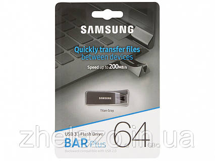 USB флеш накопичувач Samsung 64GB Bar Plus Black USB 3.1 (MUF-64BE4/APC), фото 2
