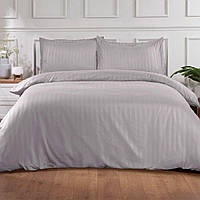 Комплект постельного белья Страйп сатин Серый Двуспальный размер 180х220
