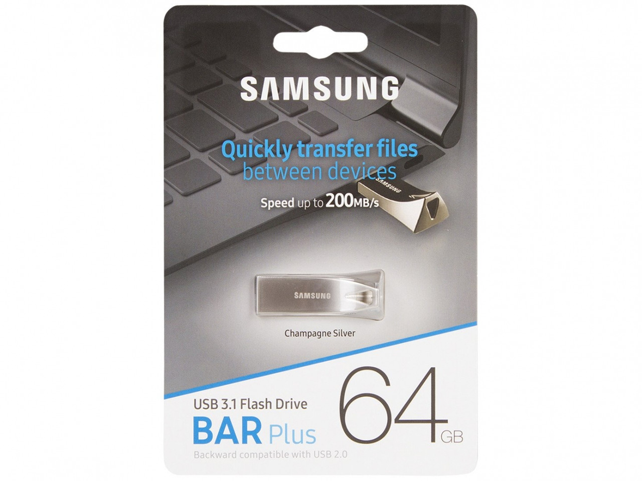 USB флеш накопичувач Samsung 64GB Bar Plus Silver USB 3.1 (MUF-64BE3/APC)