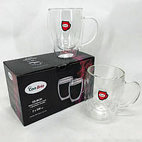 Набор стеклянных чашек с двойными стенками Con Brio CB-8630 XB-145 2шт, 300мл (Чашки)