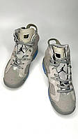 Чоловічі кросівки Nike Air Jordan Retro 6 Gray Sky замшеві. Кросівки демісезон високі (розміри 44)