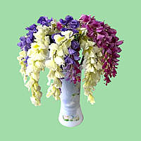 Гілка гліцинії штучна 3 кольори для декору Квіти для декорування L стебла 70 cm L квітки 39 cm VarioMarket