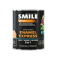 Емаль-експрес SMILE гладке покриття 3в1 (емаль + ґрунт + антикор) глянець 0,8 кг ЖІЛТИЙ