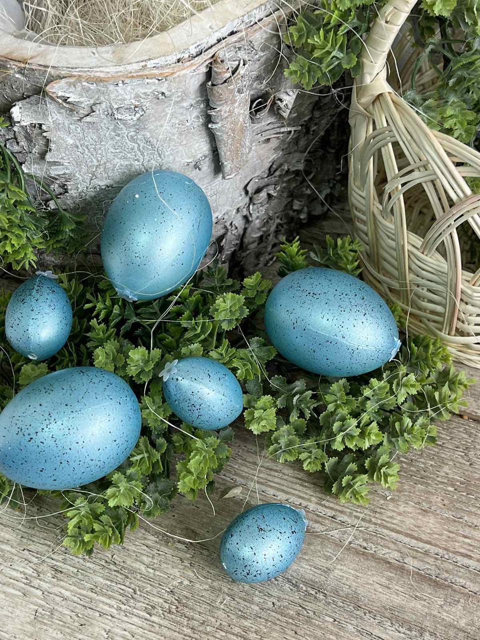 Набір пластикових перламутрових яєць 6 шт/уп, h 6 см, h -4 см, фото 1