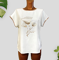 Оригинальная летняя женская белая футболка с красивым ярким принтом