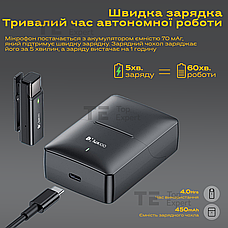 Професійний бездротовий мікрофон LUX100 Type-C WM1-T-c одинарний з кейсом петличка для телефону, фото 3