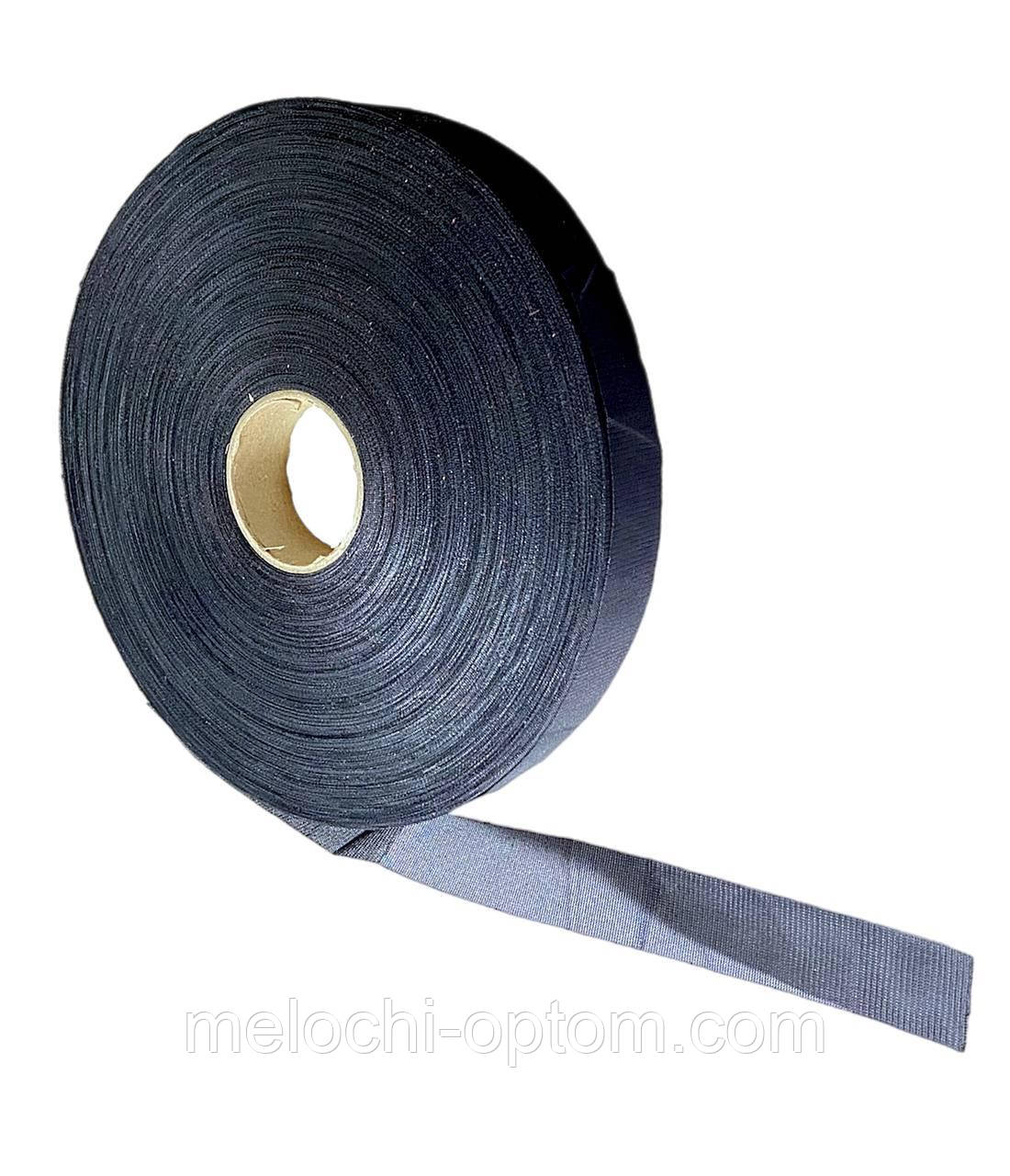 Стрічка лампасна 22мм 100 метрів Тесьма лампаси чорна.