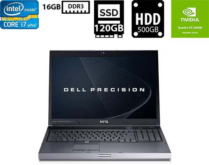 Ноутбук Dell Precision M6500/17.3” IPS 1920x1200/Core i7 920XM 3.20GHz/16GB DRR3/SSD+HDD/NVIDIA Quadro FX 2800M 1GB Б/В